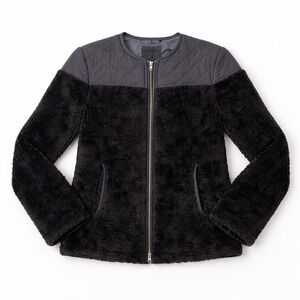 prAna Black Sherpa Fleece Full Zip Jacket XS | Quilted Cozy‎ Outdoor Layer